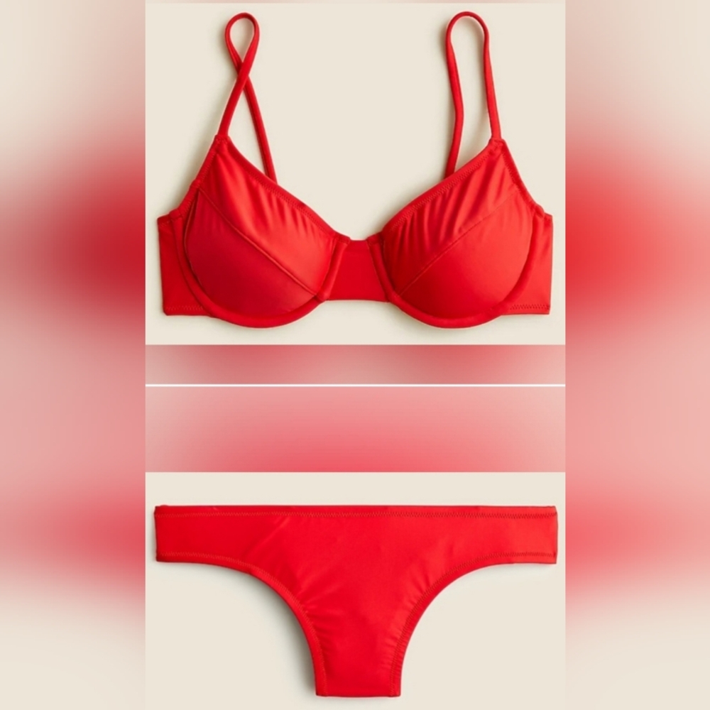 42D/XXL J. Crew Swim 1993 Underwire Bikini Top Classic Full Coverage Bikini Set